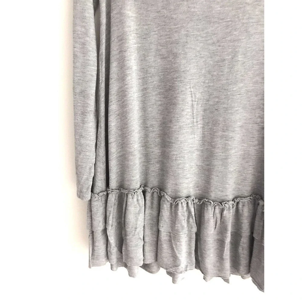 Anthropologie Easel | Ruffle Hem Tunic Dress Size L Gray Pullover Stretch
